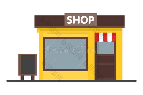 门面商店图标与招牌。 网站、广告和销售的模板概念