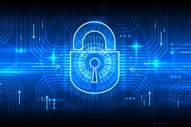 数字信息安全概念与锁。 互联网安全、隐私和密码保护矢量背景