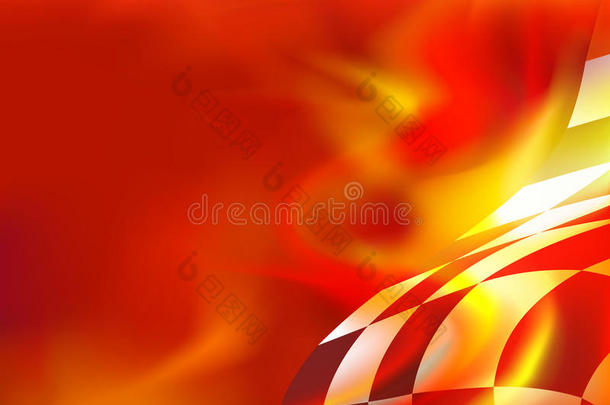 格子旗背景和红色火焰