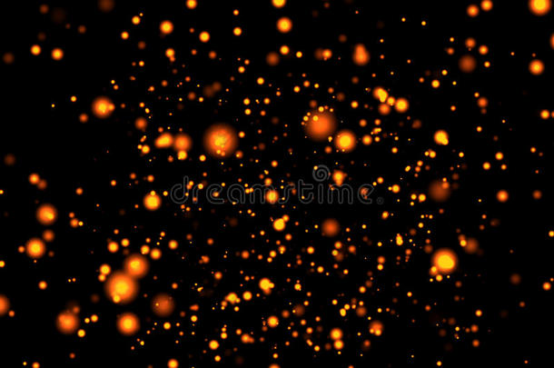 金色的发光粒子波克闪闪发光的黑色背景，节日圣诞节新年庆祝