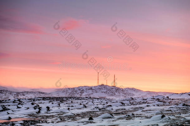 泰伯卡的北极景观。 摩尔曼斯克地区，俄罗斯