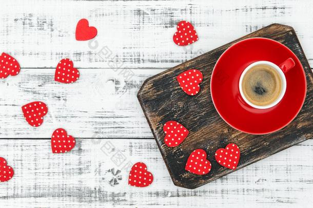 咖啡红心装饰情人节背景