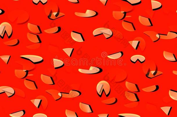 橙色和米黄色表情符号和药丸在橙色背景上的抽象无缝背景
