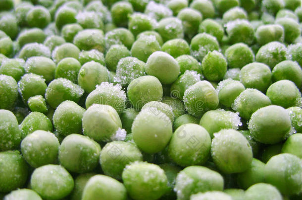 冷冻豌豆。 豌豆绿色食品农业新鲜纹理照片库存