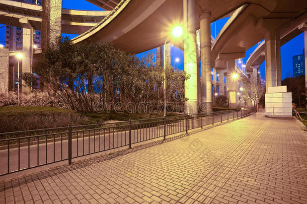 城市道路立交桥高架桥夜景