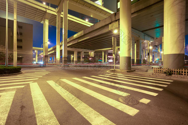 城市道路立交桥高架桥夜景