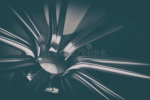 豪华轿车车轮的阴影和光圈上的铝。各种材质和背景，3d渲染