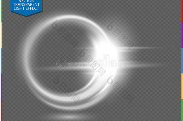 圆形透镜耀斑透明光效果。 仅以附加格式透明