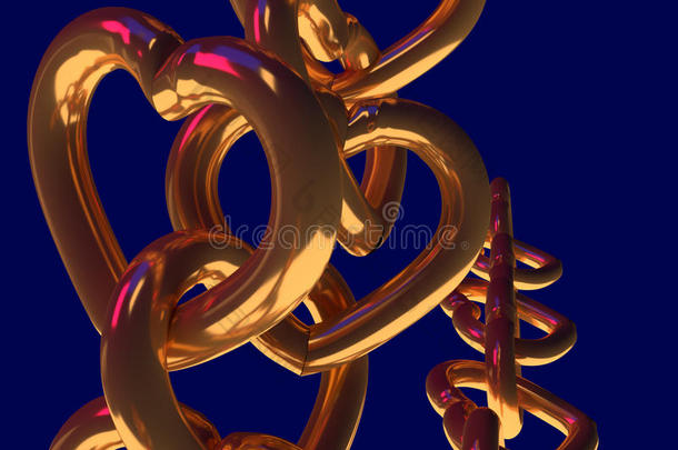 金色心链的三维渲染