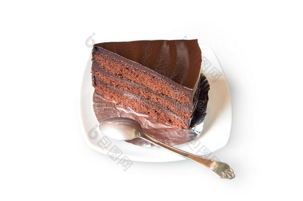 白底巧克力奶油巧克力<strong>蛋糕</strong>，<strong>剪纸</strong>路径。