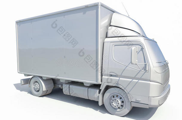 三维白色送货卡车图标