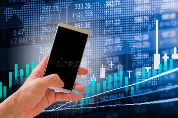 手持智能手机在股票市场指标和金融da