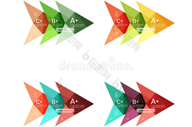 彩色箭头选项信息图形横幅，业务几何模板