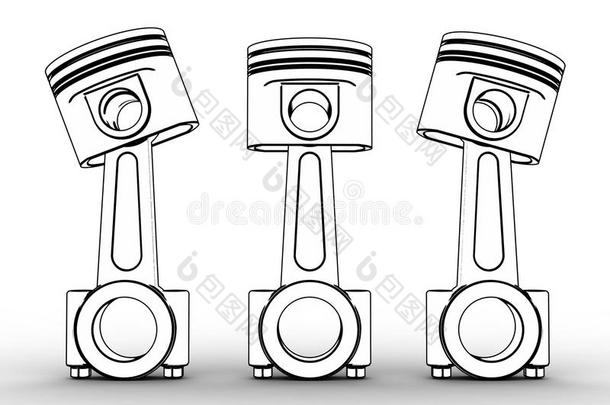 发动机活塞的三维插图