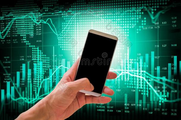 手持智能手机在股票市场指标和金融da