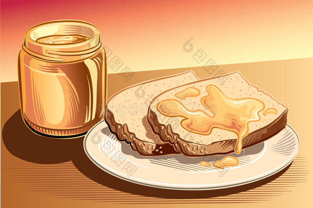 面包<strong>早餐盘</strong>风味食物