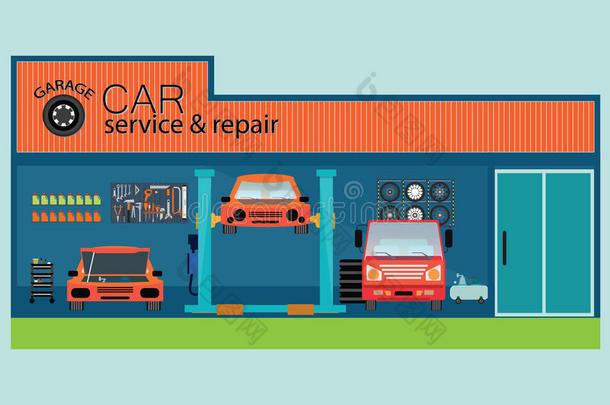 汽车服务和维修中心或车库。