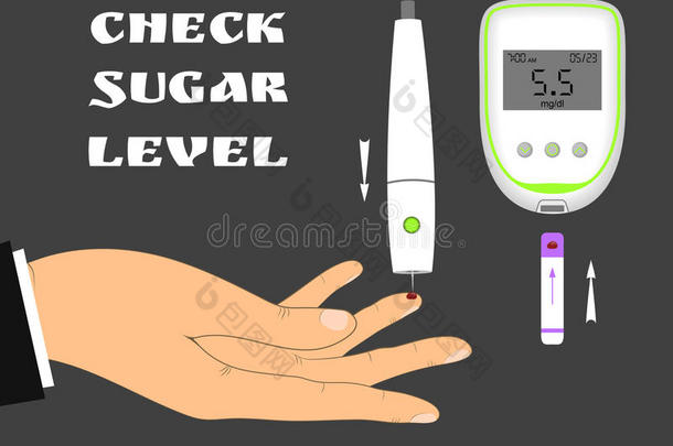 血糖仪监测血糖水平。 检查你的血糖水平。 糖尿病筛查。