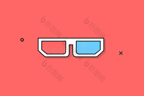 三维眼镜图标矢量概念