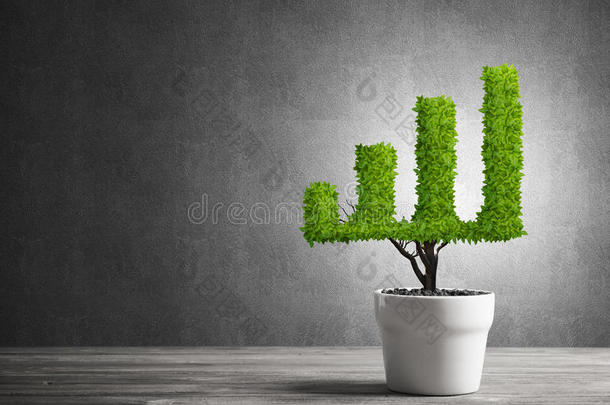 投资收益与盆栽树木生长的概念