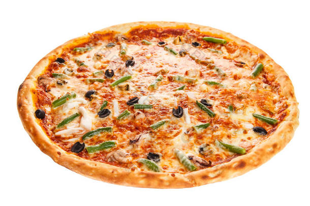 美味的经典意大利海鲜披萨