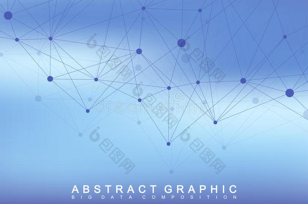 几何图形背景分子与通信。 大数据复杂的化合物。 线丛，最小阵列