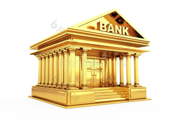 黄金银行大楼。 三维渲染