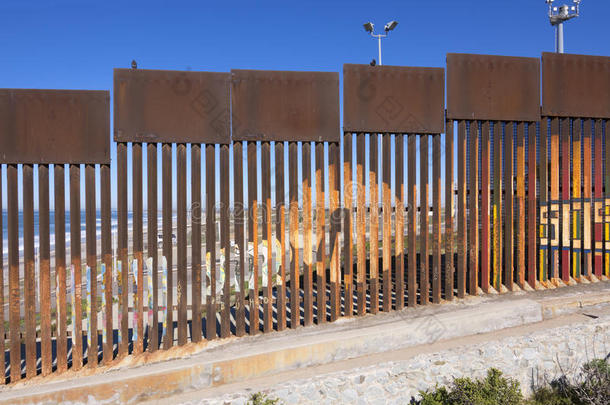 墨西哥蒂华纳的边境墙
