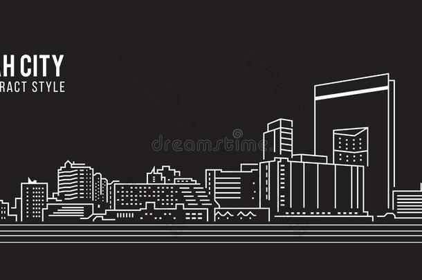 城市景观建筑线艺术矢量插图设计-吉达市