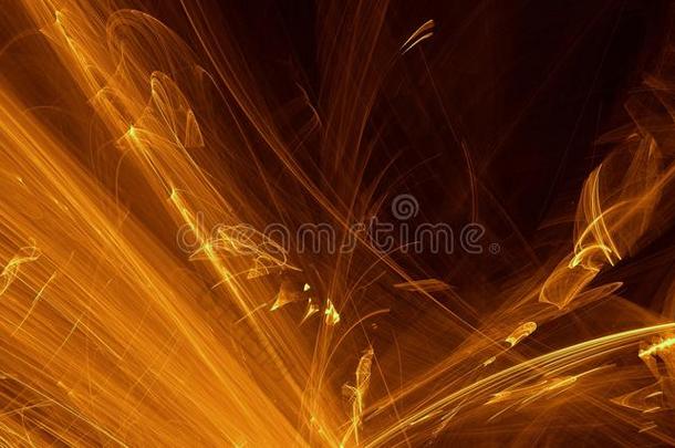 抽象的橙色，黄色，金色的光在黑暗的<strong>背景</strong>下发光，<strong>光束</strong>，形状