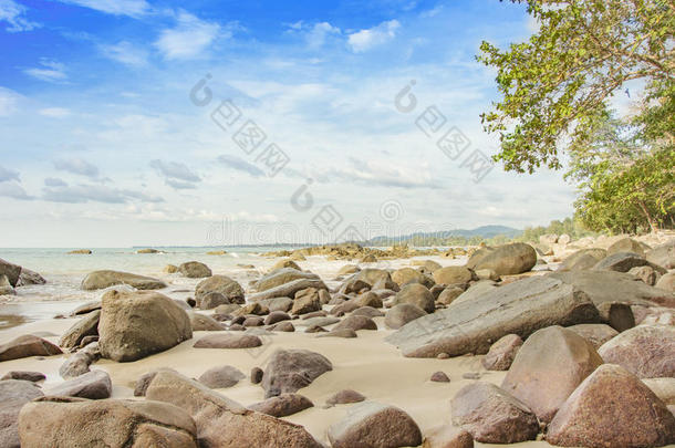 美丽的自然夏季海景和石头