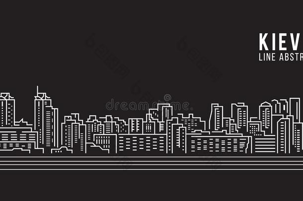 城市<strong>景观建筑</strong>线艺术矢量插图设计-基辅市
