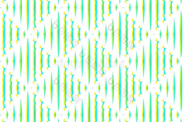抽象无缝白色背景，黄色和绿色线条和正方形