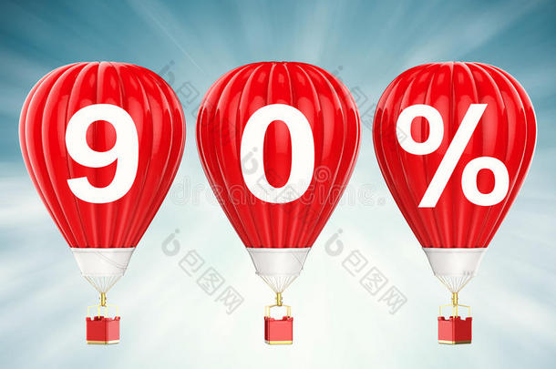 红色热气球上90%的销售标志