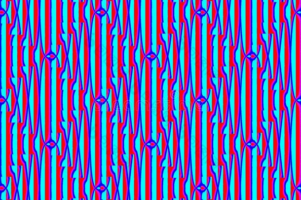 抽象无缝的蓝色和红色线条和方块