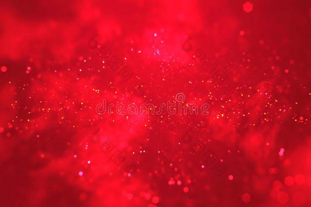 抽象圣诞渐变红色背景与Bokeh，情人节爱情节日活动节日