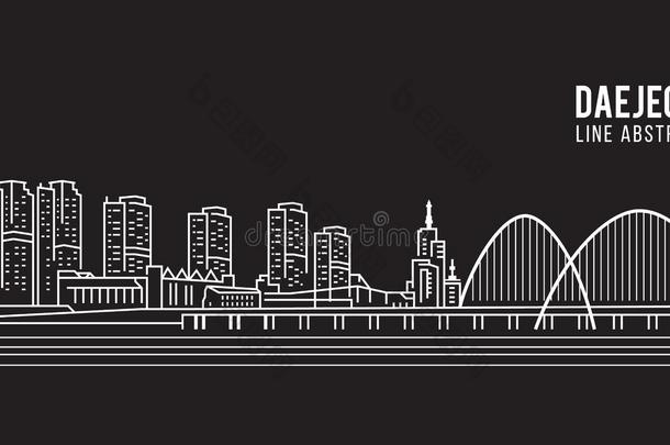 城市<strong>景观建筑</strong>线艺术矢量插图设计-大田市