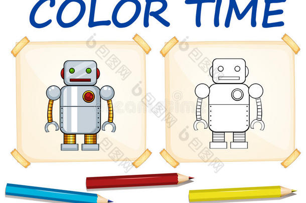 用玩具机器人着色模板