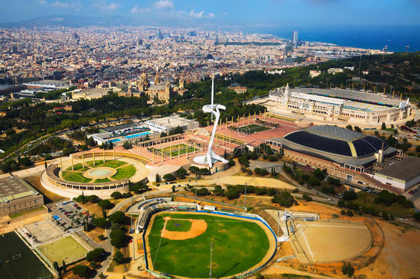 巴塞罗那体育综合体的鸟瞰图