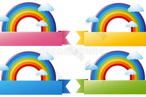 彩色彩虹横幅模板