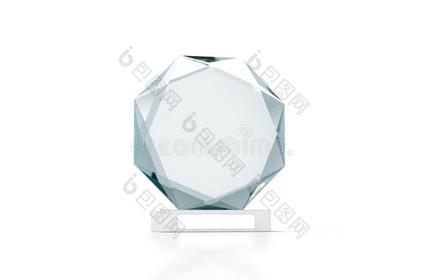 空白圆形玻璃奖杯模型，三维渲染