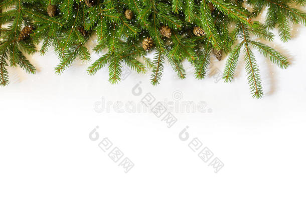 在白色背景上装饰圣诞树