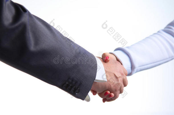 商务<strong>握手</strong>。 两个商人在办公室里互相<strong>握手</strong>