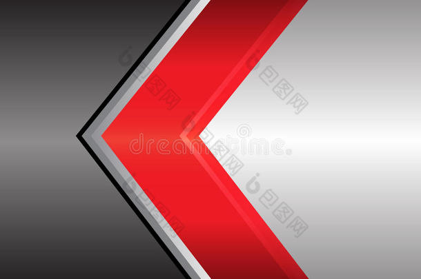 灰色金属设计上的抽象红色箭头现代背景矢量