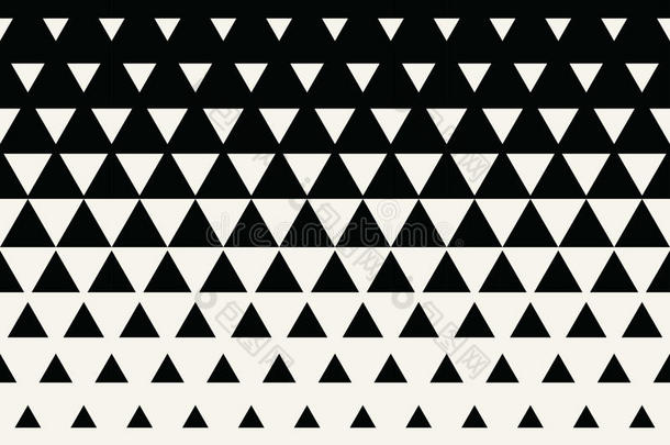 抽象几何黑白图形设计打印三角形半色调图案