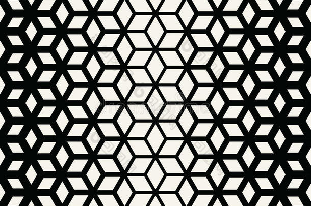 抽象神圣几何黑白网格半色调立方体图案
