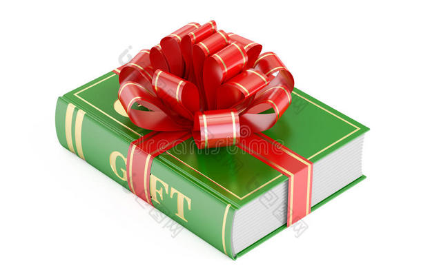 带蝴蝶结和丝带的书，礼物或礼物的概念。 三维渲染