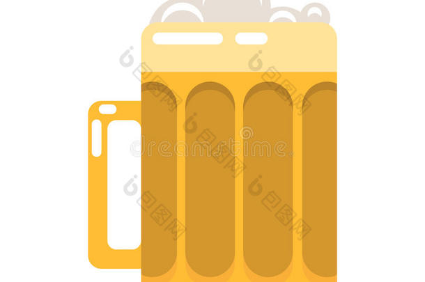 一杯啤酒卡通矢量插图。