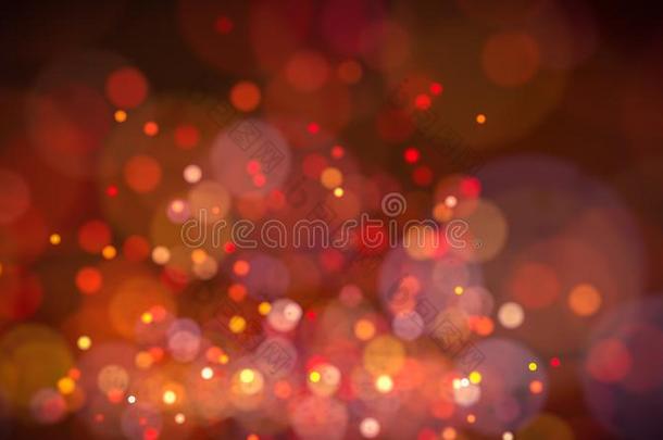 散焦的波克背景红色和金色闪闪发光的火花和灯光