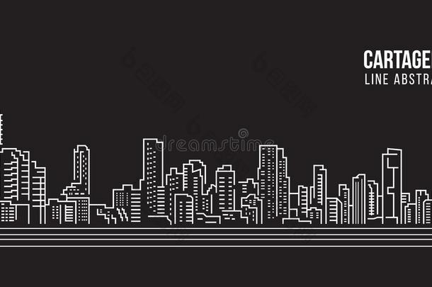 城市<strong>景观建筑</strong>线艺术矢量插图设计-卡塔赫纳城市